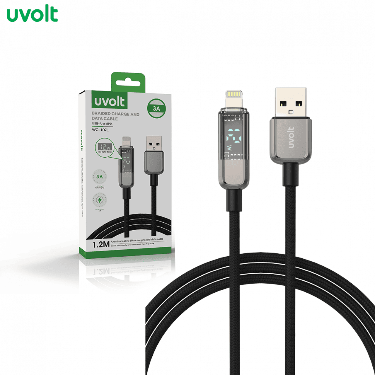 สายชาร์จ Lightning Uvolt WC-107L: จอแสดงผลดิจิตอล &amp; คุณภาพเหนือกว่า