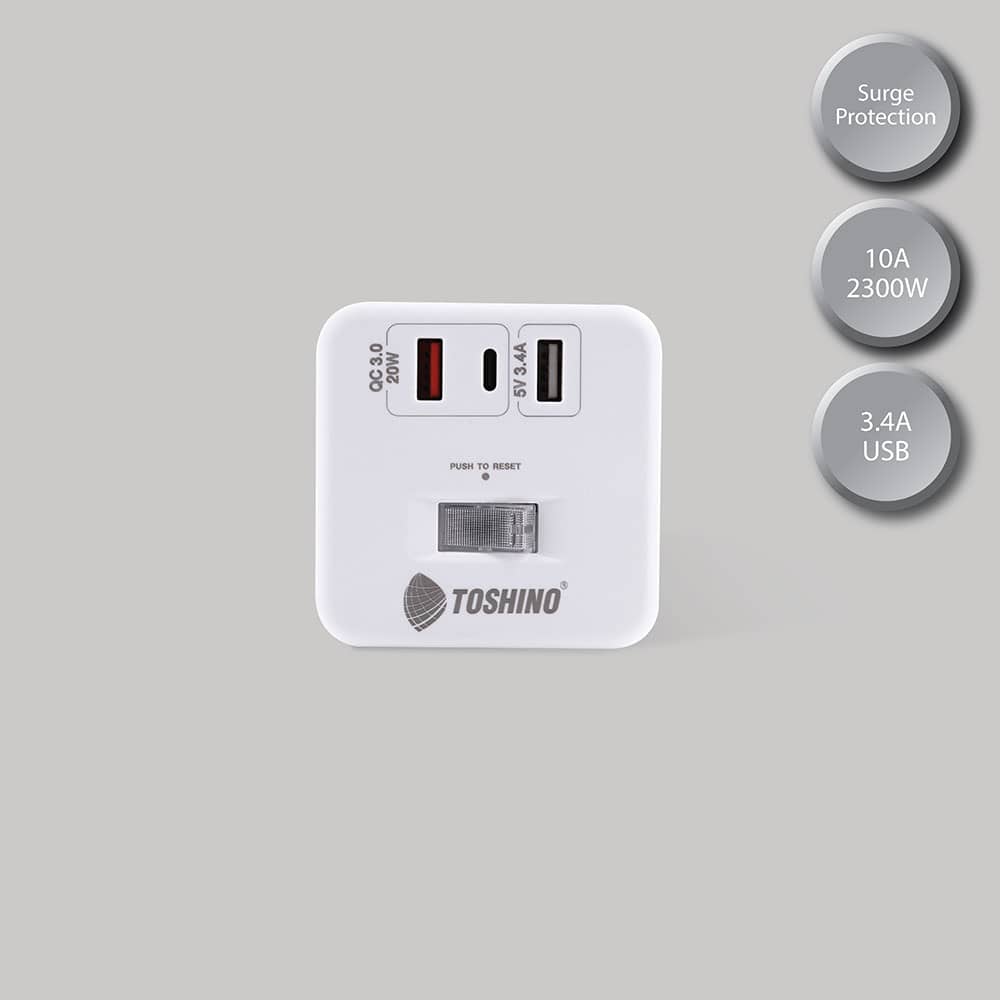 Toshino รางปลั๊ก 4 ช่อง PD20W+QC3.0+1USB 3.4A รุ่น CU20PD-2M: รีวิวและการเปรียบเทียบ