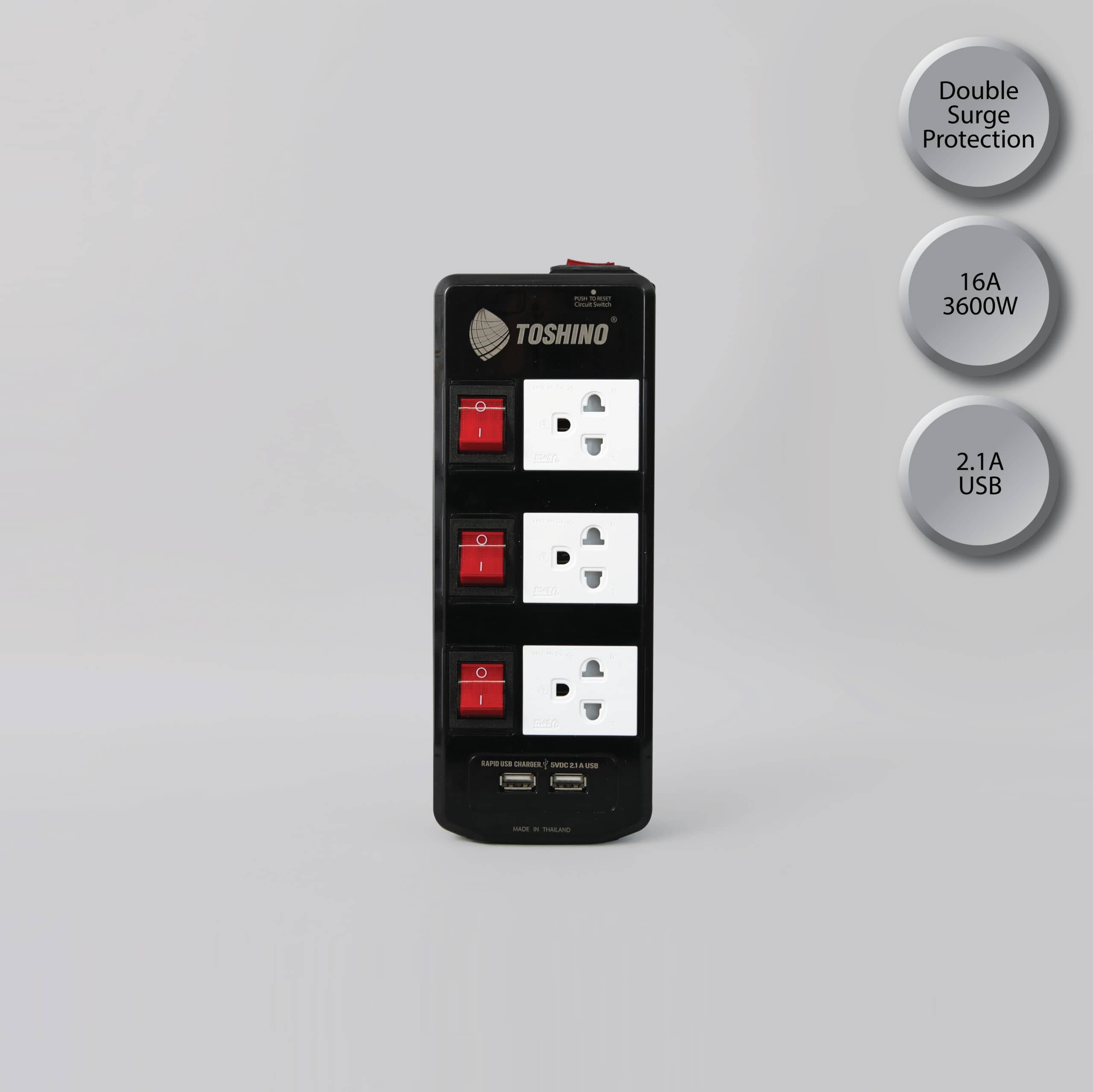 รางปลั๊กไฟ 3 ช่อง 3 สวิตช์ 2 USB รุ่น TIS315USB:  เลือกใช้รางปลั๊กไฟที่ปลอดภัยและสะดวกสบาย