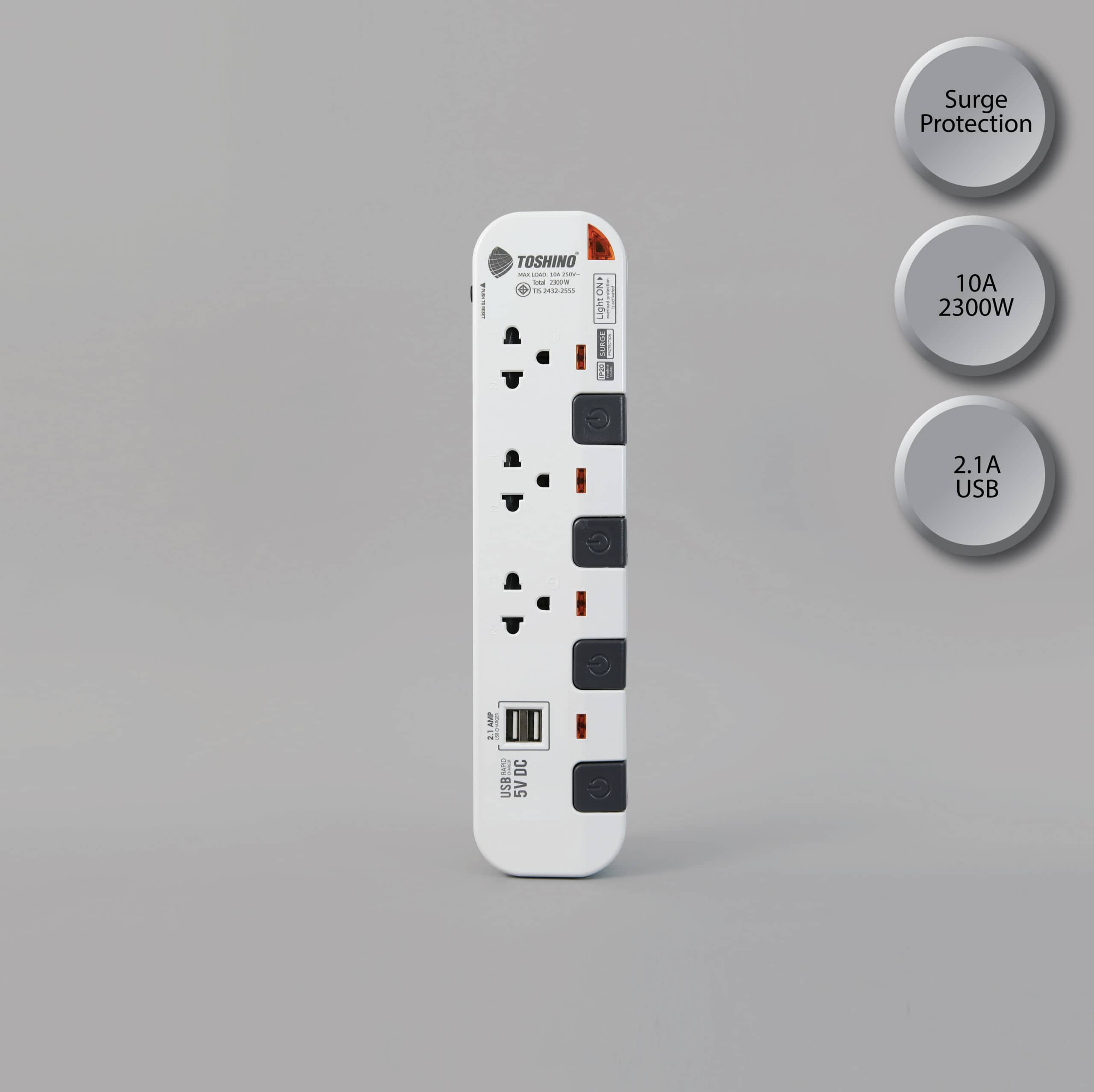 รางปลั๊กไฟ 3 ช่อง 4 สวิตช์ USB 2 ช่อง P3375USB (WG):  เลือกใช้งานปลอดภัยและสะดวกสบาย