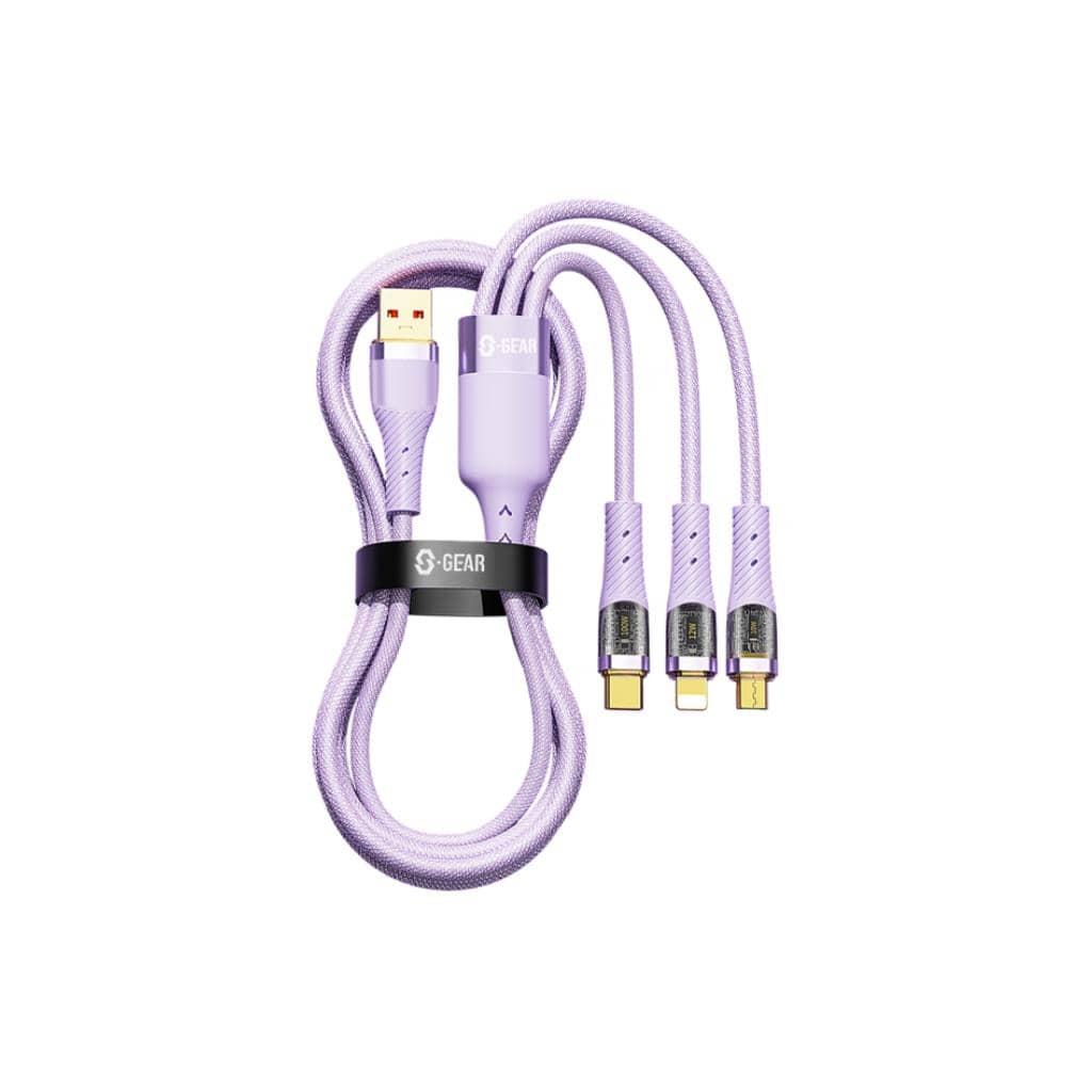 รีวิว CAB-CA003-3IN1-1.5M-PP#: สายชาร์จ 3-in-1 100W หัวเดียวจบ ครบทุกอุปกรณ์ในความยาว 1.5 เมตร สีม่วงสุดชิค