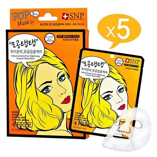 SNP Pop Pore Care Essence Sheet Mask 5 pcs|1 Pack