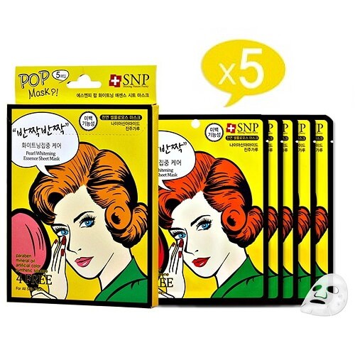 SNP Pop Whitening Essence Sheet Mask 5 pcs|1 Pack