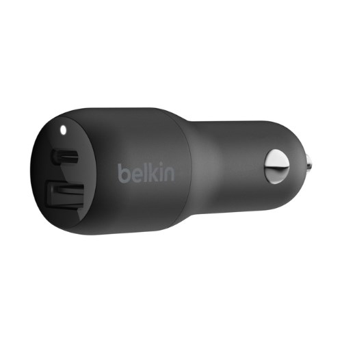 Belkin หัวชาร์จในรถยนต์ BOOST CHARGE USB-C + USB-A Car Charger 32W (20W+12W) (CCB003btBK)