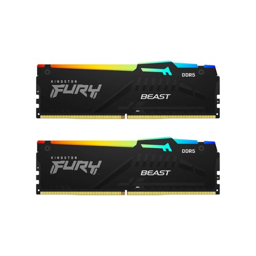 Kingston Fury Beast DDR5 RGB (BLACK) 16GB (8GBx2) DDR5 5200MHz RAM PC (KF552C40BBAK2-16) แรมพีซี
