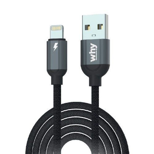สายชาร์จ และถ่ายโอนข้อมูล Why รุ่น Alpha 2 (USB to Lightning) ชาร์จเร็ว 2.4A (2 เมตร) (UC-1262B)