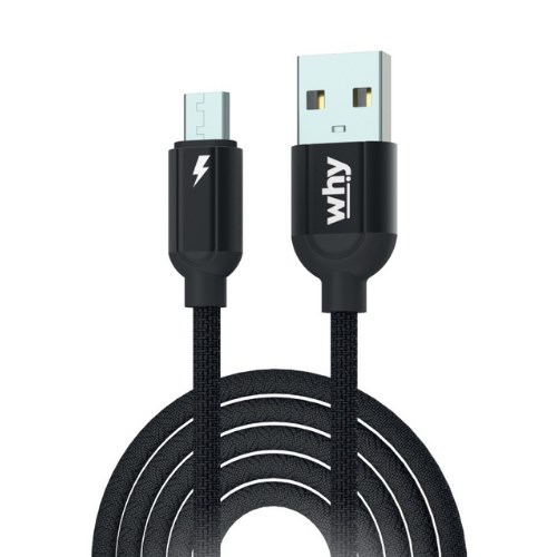 สายชาร์จ และถ่ายโอนข้อมูล Why รุ่น Alpha 2 (USB to Micro USB) ชาร์จเร็ว 2.4A (2 เมตร) (UC-1262A)