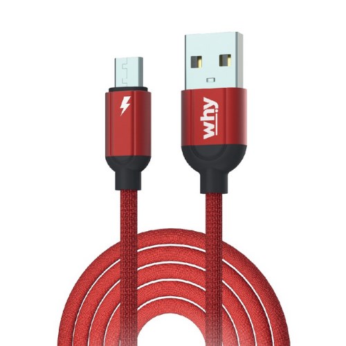 สายชาร์จ และถ่ายโอนข้อมูล Why รุ่น Alpha 2 (USB to Micro USB) ชาร์จเร็ว 2.4A (2 เมตร) (UC-1262A)