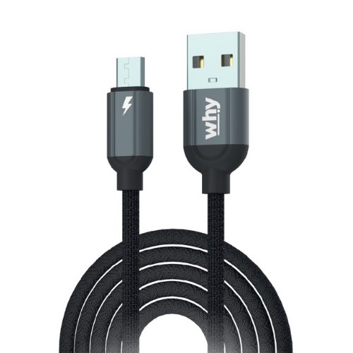 สายชาร์จ และถ่ายโอนข้อมูล Why รุ่น Alpha 2 (USB to Micro USB) ชาร์จเร็ว 2.4A (2 เมตร) (UC-1262A)