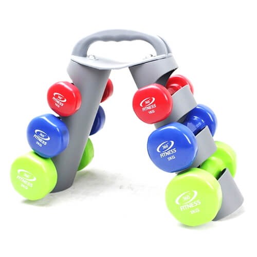 360ongsafitness 12KG VINYL Bumbbell Set with Rack (IR92089)