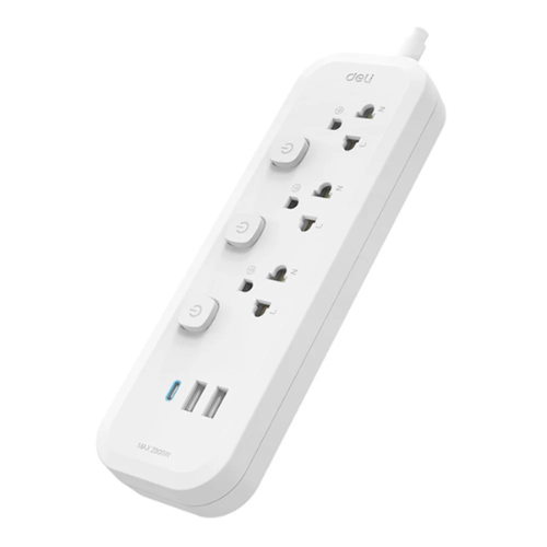 PLUG DELI T476 3Sockets 3USB 5m Switch 

