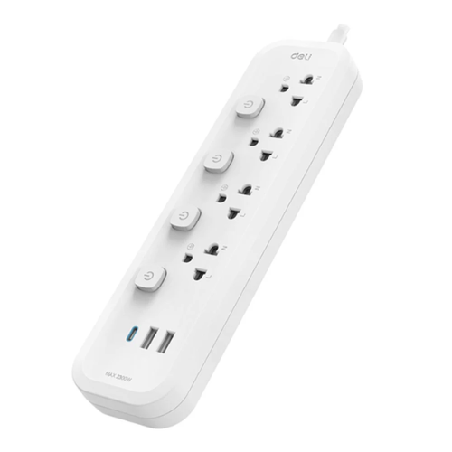 PLUG DELI T478 4Sockets 3USB 5m Switch 
