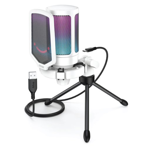 FIFINE Ampligame A6V USB Mic: ไมโครโฟน RGB พร้อมขาตั้ง ไมค์เกมมิ่ง ไมค์สตรีมมิ่ง เสียงคมชัด ครบครันทุกการใช้งาน