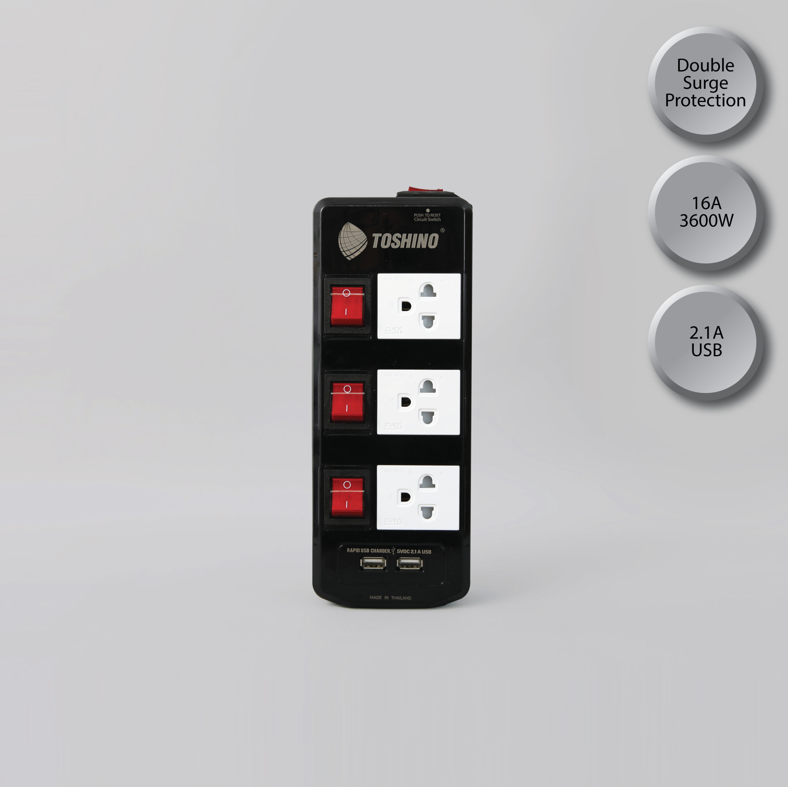 รางปลั๊กไฟ 3 ช่อง 3 สวิตช์ 2 USB รุ่น TIS315USB: เลือกใช้รางปลั๊กไฟที่ปลอดภัยและสะดวกสบาย