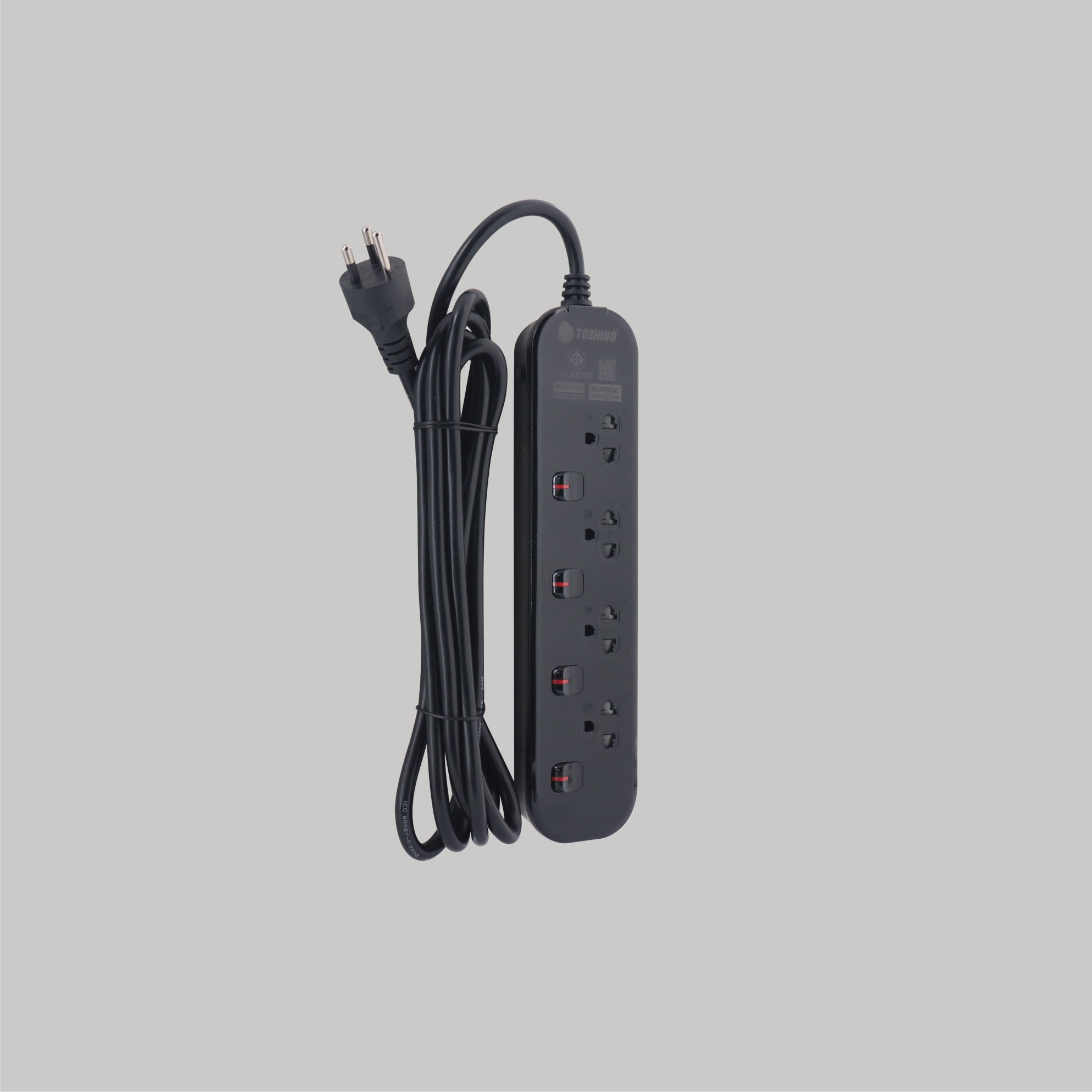 รางปลั๊กไฟ 4 ช่อง 4 สวิตซ์ 16A/3600W รุ่น JT4-BK: เลือกใช้งานปลอดภัยและสะดวกสบาย detail image