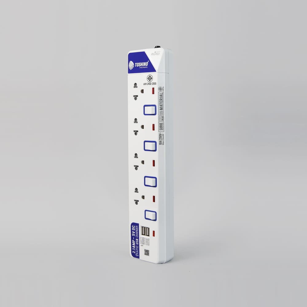 รางปลั๊กไฟ 4 ช่อง 4 สวิตซ์ 2 USB ยาว 3 ม. รุ่น ET-914USB: คุ้มครองอุปกรณ์ของคุณจากไฟกระชาก detail image