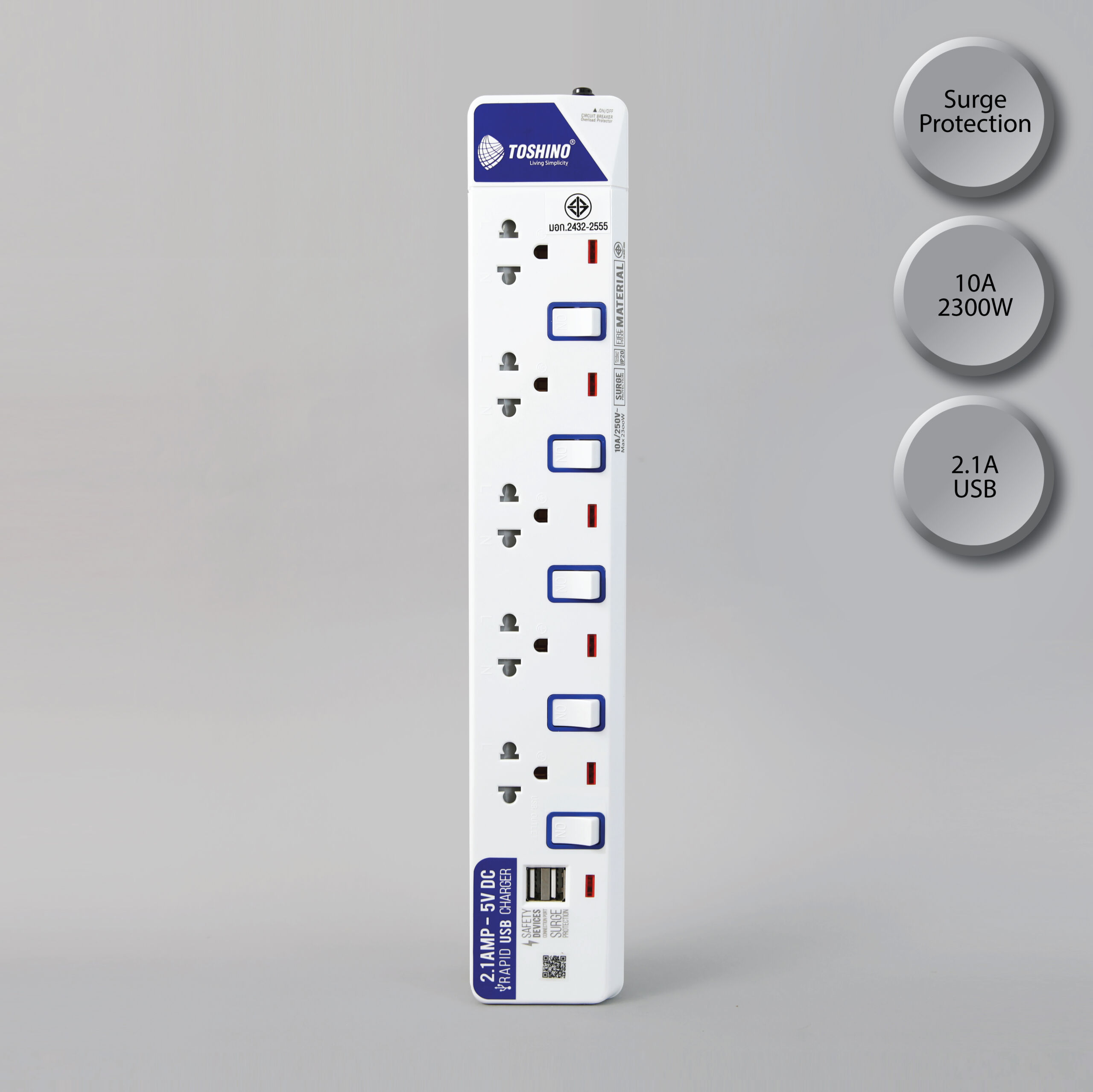 รางปลั๊กไฟ 5 ช่อง 5 สวิตช์ USB 2 ช่อง รุ่น ET-915USB: ทางเลือกปลอดภัยและสะดวกสบาย