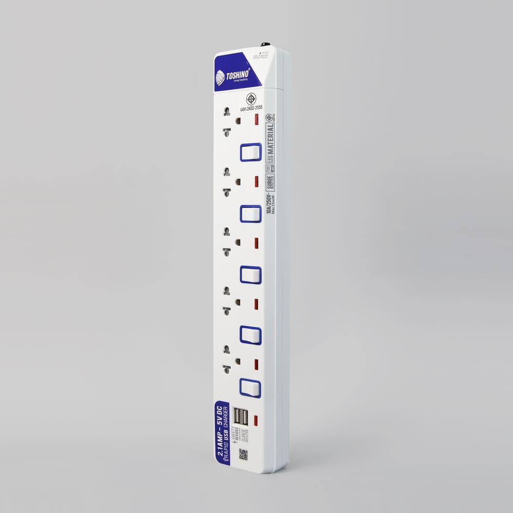 รางปลั๊กไฟ 5 ช่อง 5 สวิตช์ USB 2 ช่อง รุ่น ET-915USB: ทางเลือกปลอดภัยและสะดวกสบาย detail image
