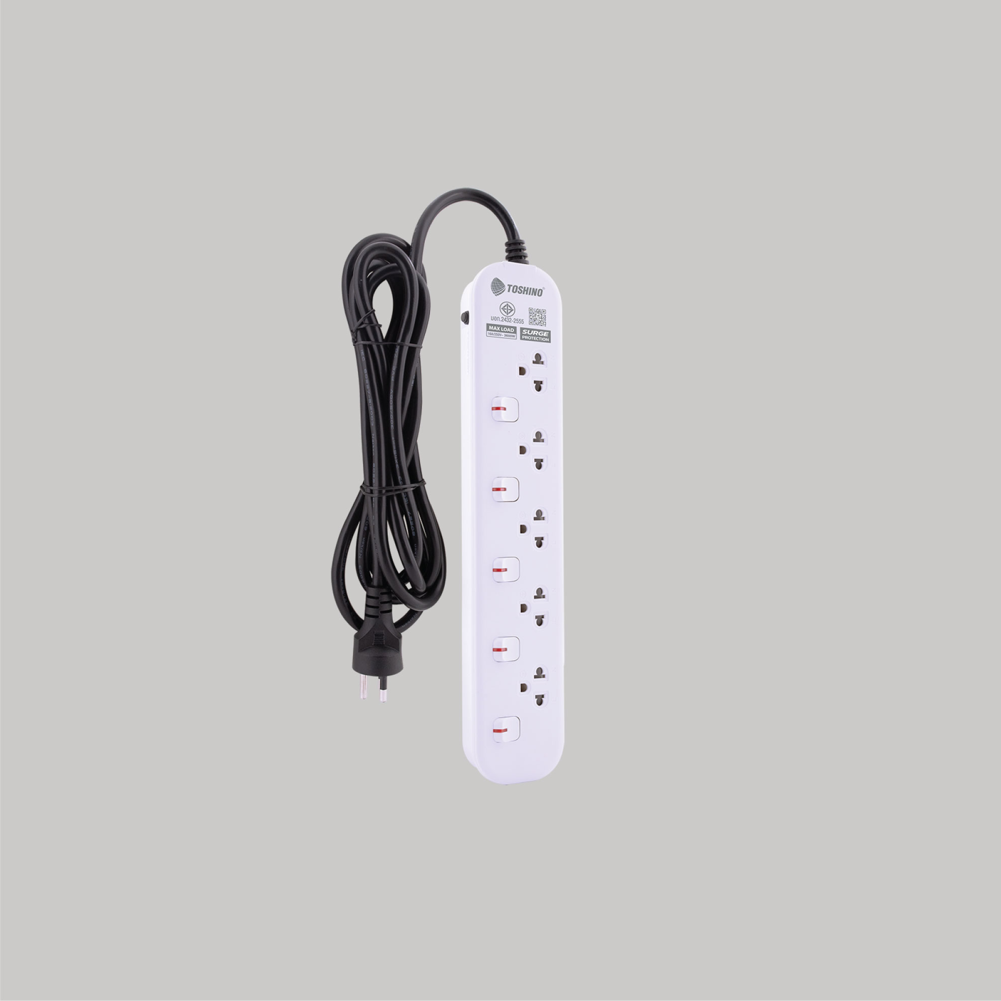 รางปลั๊กไฟ 5 ช่อง 5 สวิตซ์ 16A/3600W รุ่น JT5: เลือกใช้งานได้อย่างปลอดภัยและสะดวกสบาย detail image
