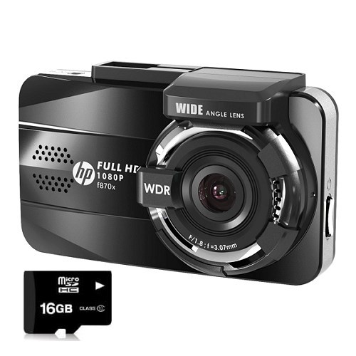 HP กล้องติดรถยนต์ รุ่น F870X + MicroSD 16GB