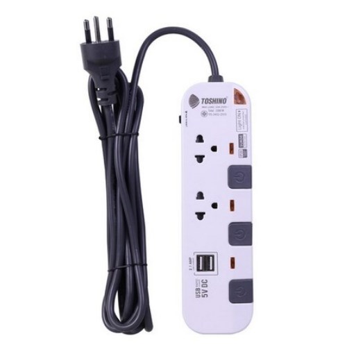 Toshino รางปลั๊ก 2 ช่อง 3 สวิตซ์ 3 เมตร รุ่น P2375USB-3M