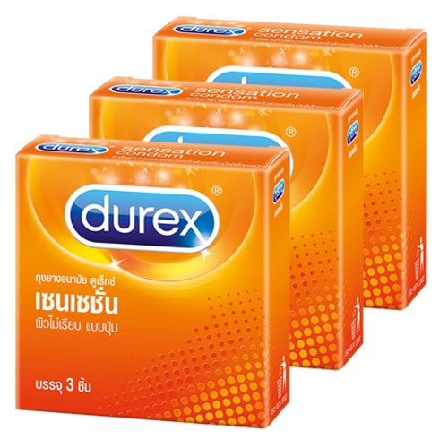 Durex ถุงยางอนามัยดูเร็กซ์ เซนเซชั่น (3 ชิ้น x3 กล่อง)