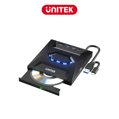 UNITEK 5-in-1 External Optical Drive with USB Hub