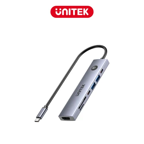 UNITEK uHUB S7 Pro 7-in-1 5Gbps USB-C Hub with Screen On-Off button