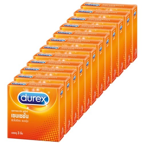 Durex ถุงยางอนามัยดูเร็กซ์ เซนเซชั่น (3ชิ้น) (1 แพ็ค 12 กล่อง)หมดอายุเดือน  07/2026