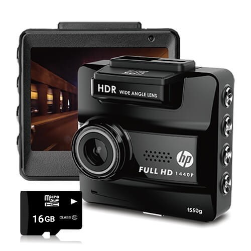 HP กล้องติดรถยนต์ F550G + MicroSD 16GB