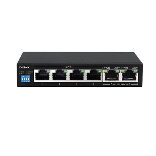D-link 250M 6-Port 10|100 Switch with 4 PoE Ports and 2 Uplink Ports (DES-F1006P-E)