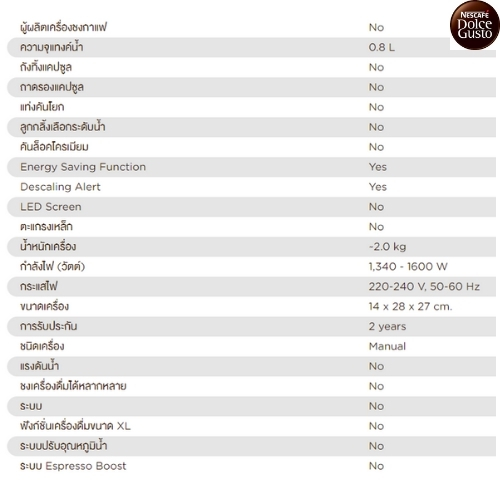 NESCAFE เครื่องชงกาแฟแคปซูลระบบ manual (ปรับน้ำด้วยมือ) Piccolo XS