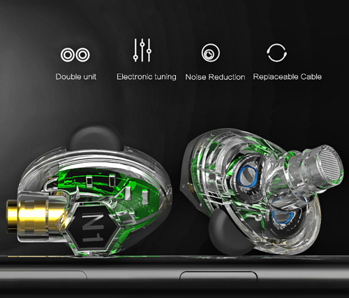 VJJB N1 Transparent Dual Driver Headphones