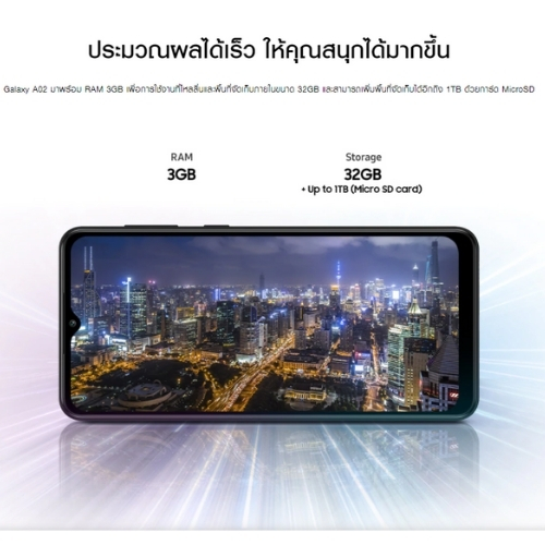 Samsung Galaxy A02 (Ram 3 + Rom 32) Smartphone ประกันศูนย์