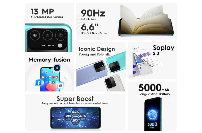Tecno Spark 8C (RAM 4 / ROM 64 GB) สมาร์ทโฟนประศูนย์ไทย 1 ปี